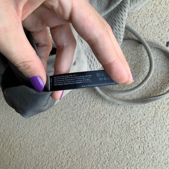 MONSERAT DE LUCCA Perforated Leather Suede Light Grey Small Backpack LIKE NEW - Picture 10 of 16